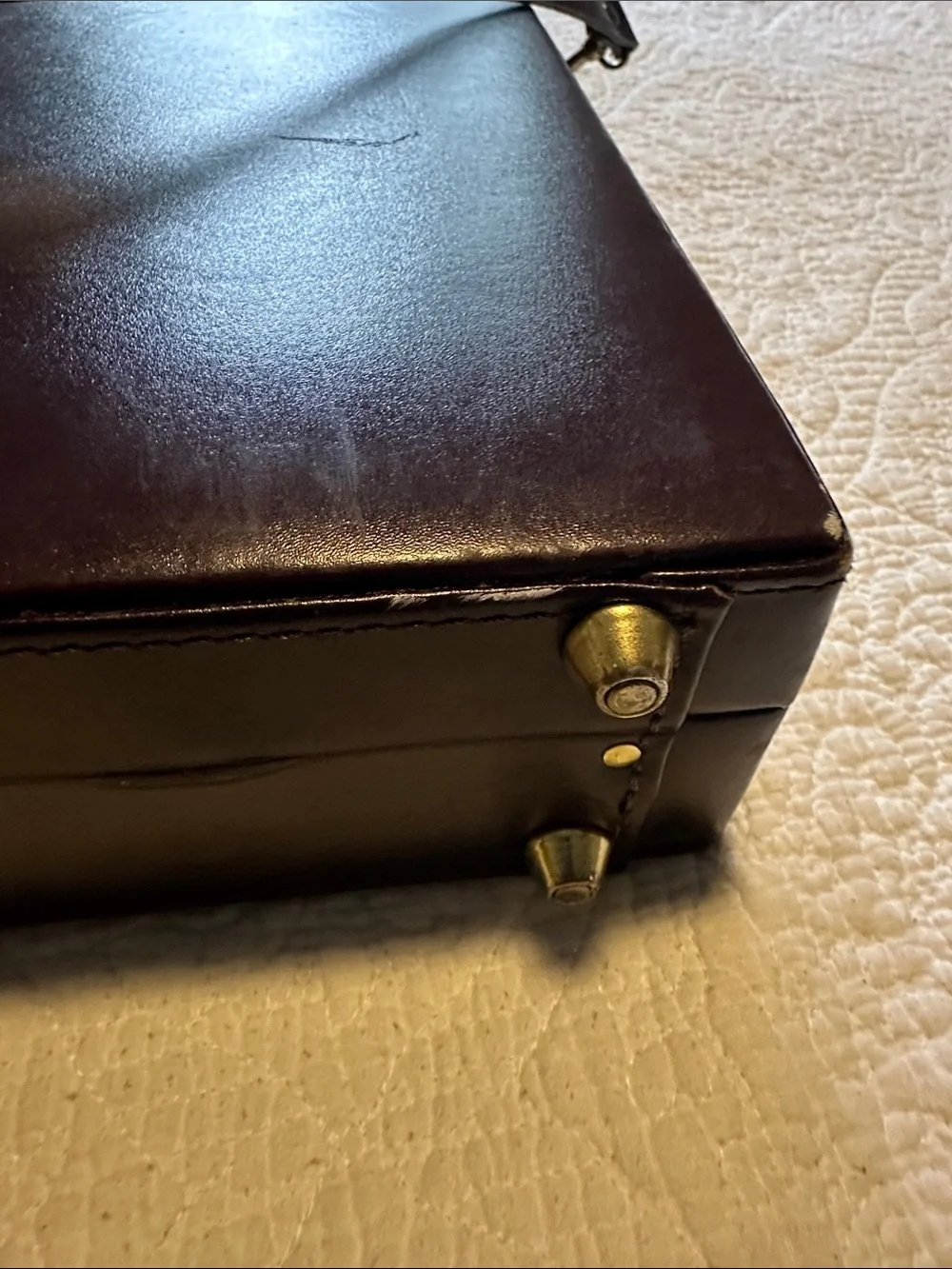 Heritage Black Leather Briefcase with Croc-Embossed Center